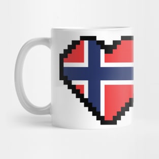 Norway Flag Pixel Art, Norwegian Flag  pixel art Mug